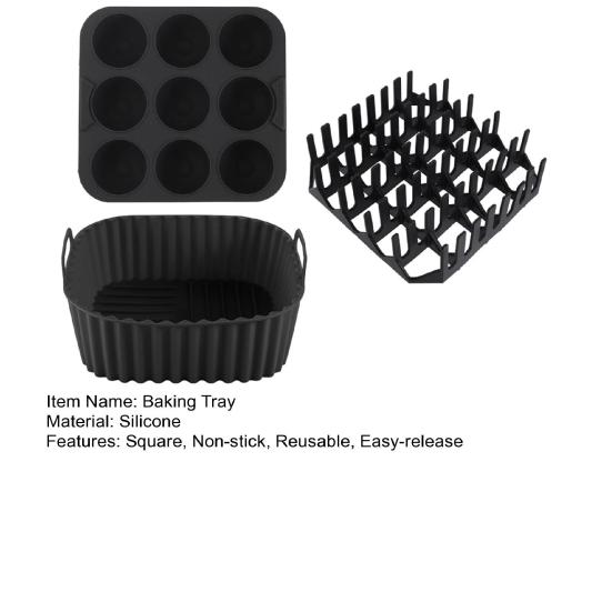 Air Fryer Silicone Basket Liners Large Square Oven Pan BBQ Grill Reusable Cake Molds for Hot Dogs Bacon Jelly