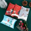 12/24pcs Christmas Pillow Shape Treat Candy Boxes Xmas Eve Cookie Gift Packaging Box 2025 Merry Christmas New Year Present Decor