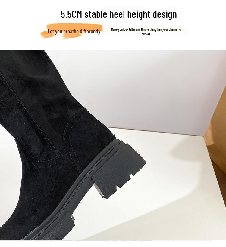 2025 Plus Size Women's Over-the-Knee Thick-Soled Slimming Elastic Boots