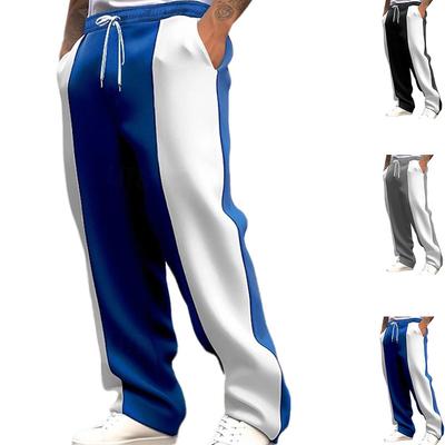 Fashion Men's Casual Pants Sport Loose Health Fabric Drawstring Jogging Quick Dry Splicing Colour Clash Trousers