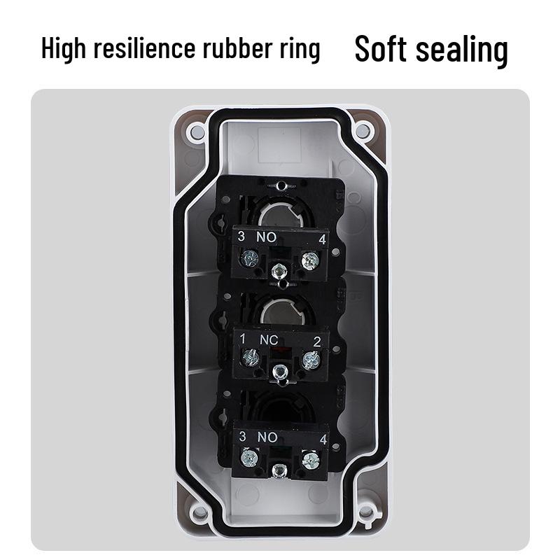 Waterproof 22mm Emergency Stop/Start Button Switch Box with Self-Locking & Resetting Indicator Light
