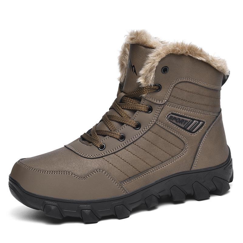 Herren Plus Samt Wasserdichte High-Top Schneestiefel - Groß, Warm, Rutschfest Winter Baumwollschuhe