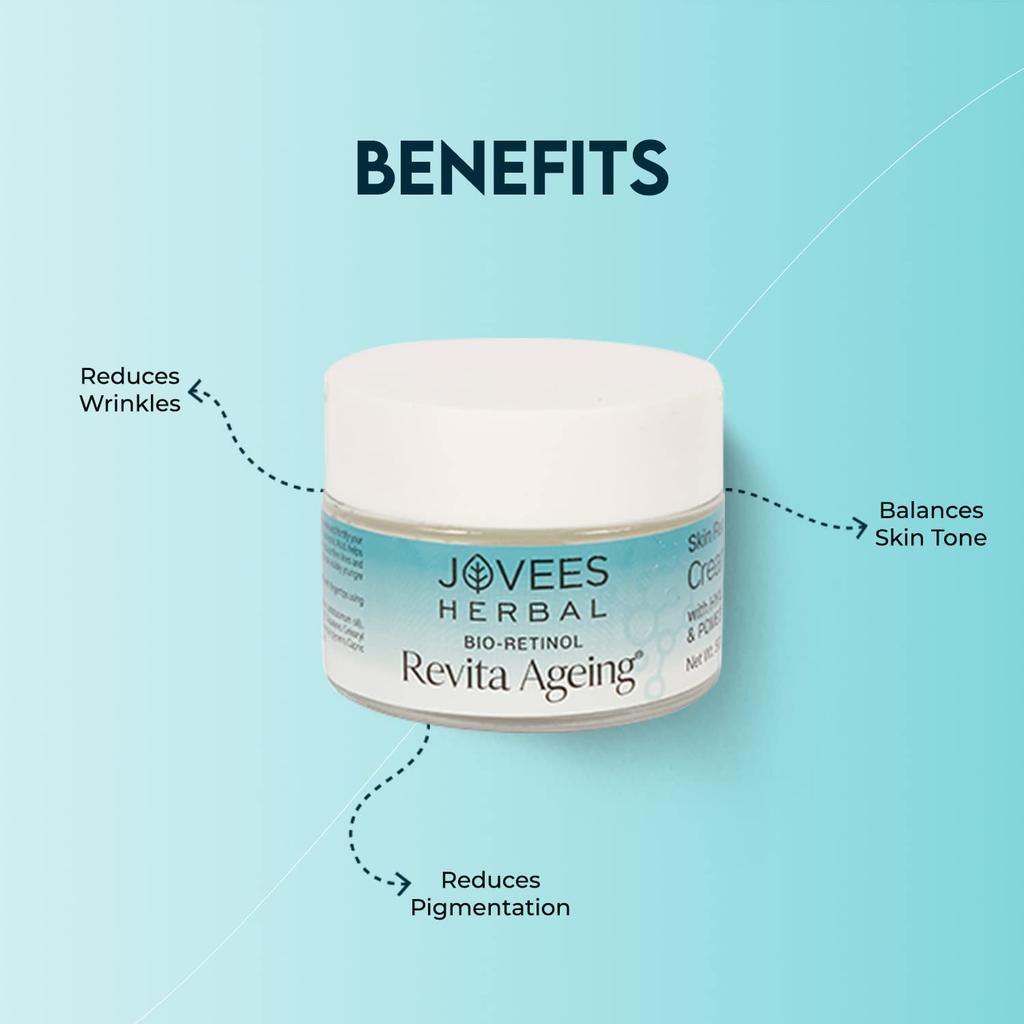 Jovees Herbal Bio-Retinol Revita Ageing Face Cream 50g Anti-Aging Moisturizer Hyperpigmentation Skin Tone