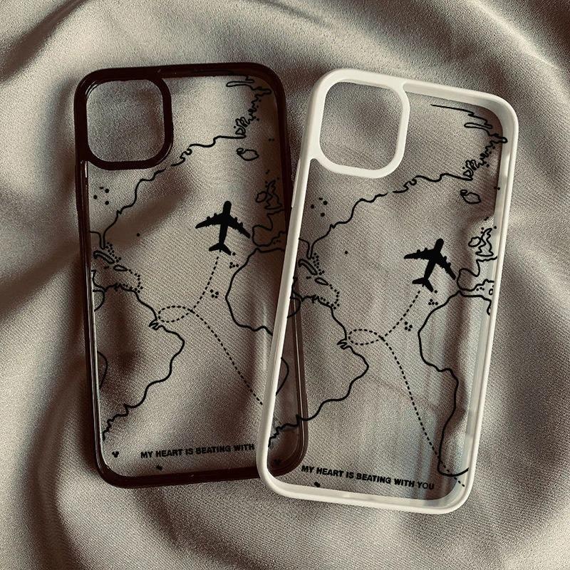 Airplane Route Desian Phone case iphone15pro For iPhone 16 15 Pro Max 16pro 14 13 12 11 XS X XR 7 8 Plus Acrylic Hard Shell