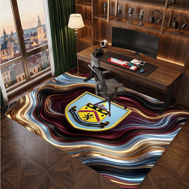 Burnley Football Print Crystal Velvet Rug, Comfortable Water Absorbent Non Slip Indoor Floor Carpet