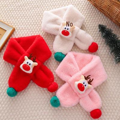 Children’s Reindeer Cartoon Scarf - Imitation Rabbit Fur, Warm Winter Neck Warmer for Baby.