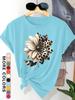 Leopard Print Flower Print Round Neck Unisexs Casual Tshirt Gift For Summer Fashion Commuting Vacation Daily Retro Top