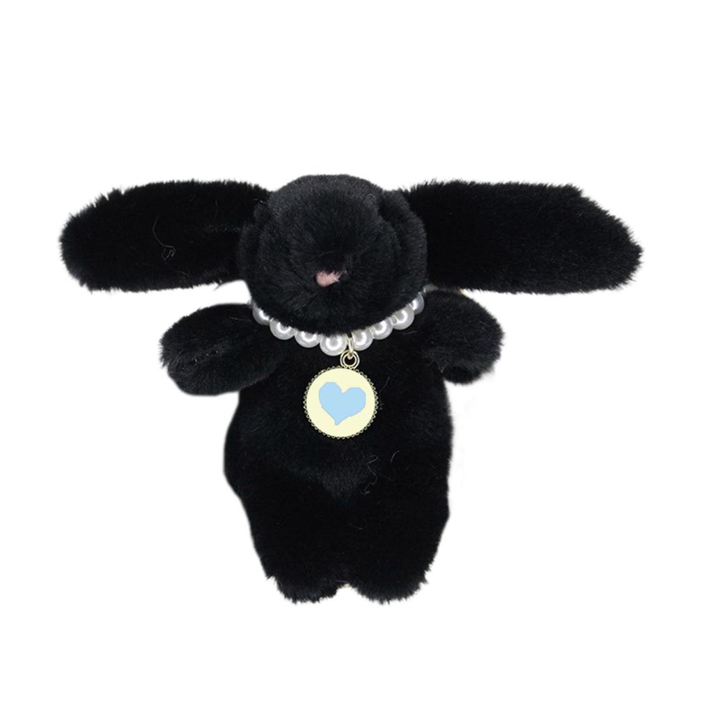 Cute Plush Necklace Rabbit Charm Keychain Soft Stuffed Ornament Keyring Lovely Pendants for Purse Bag Backpack Handbag
