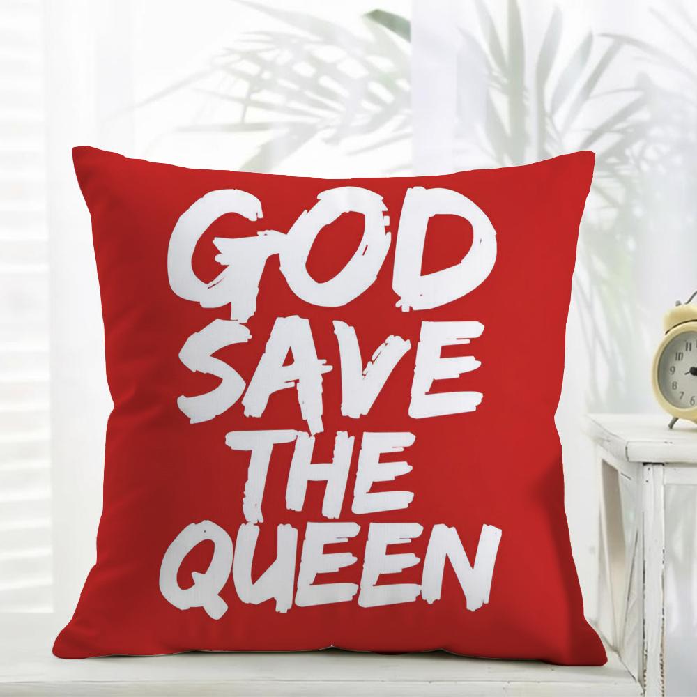 Fashion Modern S-Save The Queens Cushion Cover Daily Washable Linen Pillowcase Soft For Sofa Bed Home Room Decor