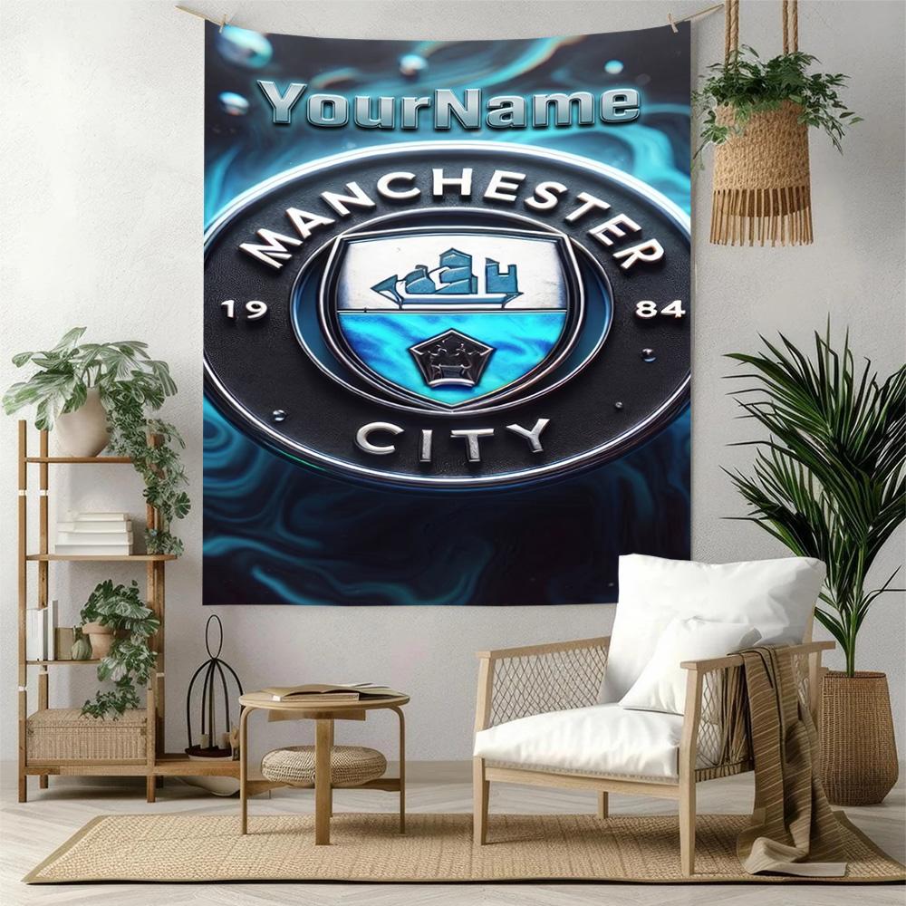Manchester City Custom Your Name Wall Decor Tapestry Art For Pet Memorial Birthdaywedding Party Backdrop Family Gift