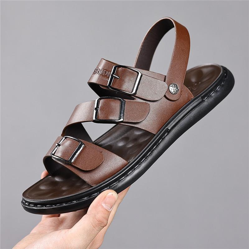 Sommer Modische Herren Gürtelschnalle Gartensandalen Atmungsaktiv Übergröße Strandschuhe Weiche Sohle Freizeit-Slipper