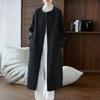 100% Wool Women Coat TIDENOVEL Autumn Wool Long Coat Handmade Pea Coat Winter Warm Wool Long Jacket Overcoat