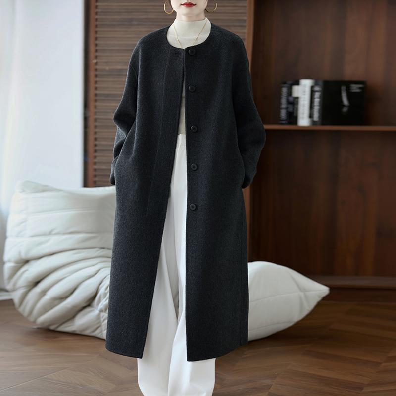 100% Wool Women Coat MODERN NEW SAGA Autumn Wool Long Coat Handmade Pea Coat Winter Warm Wool Long Jacket Overcoat