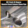2pcs OD 3 Inch 45 Degree SS304 Stainless Steel Bend Tube Exhaust Elbow Pipe for Car Modified Exhaust System 3" Piping Silver Tone Replacement