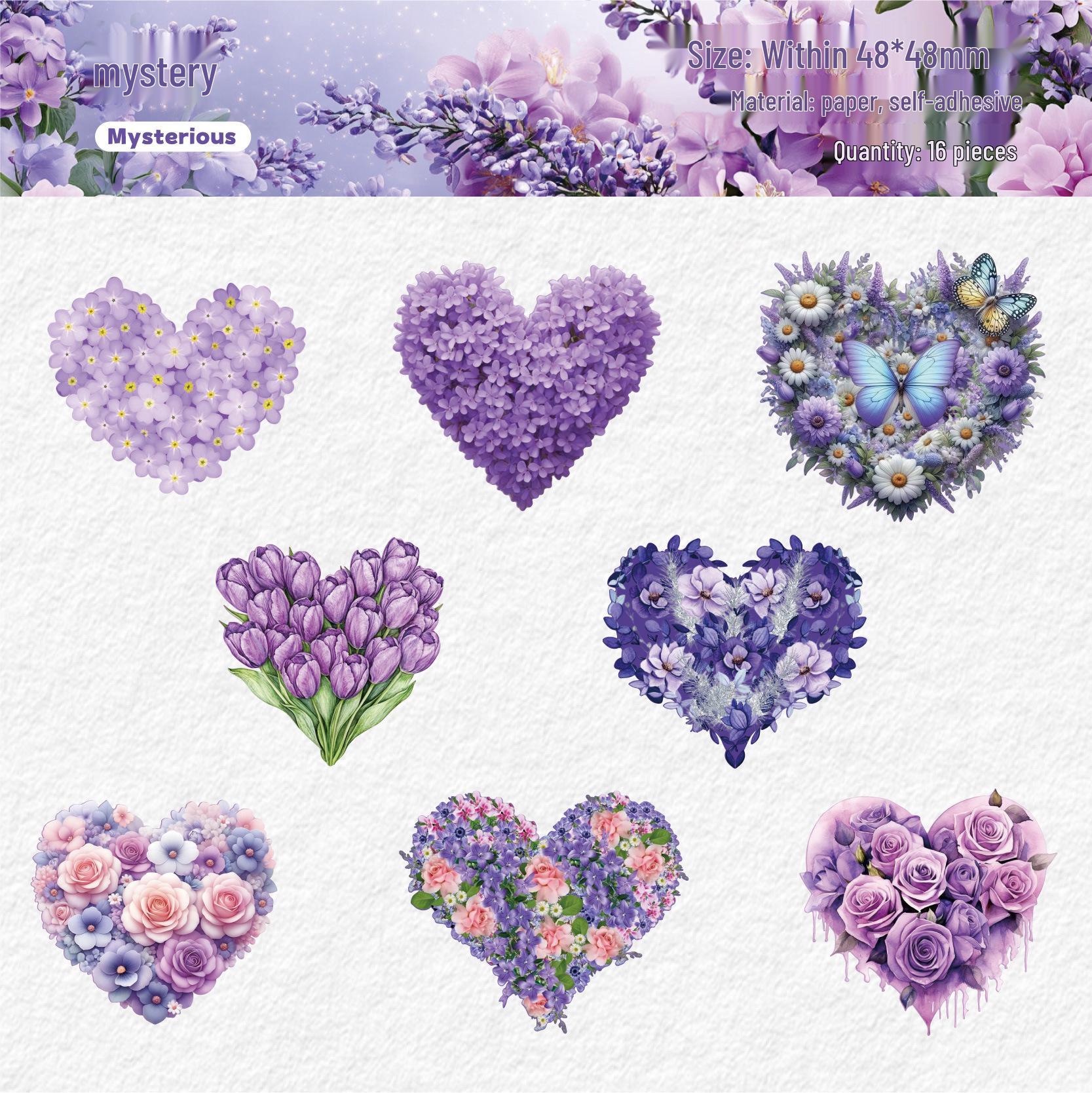 RetroStory Xinhuahua Heart & Flowers PET Stickers - 16 Sheets, INS Style for Journaling