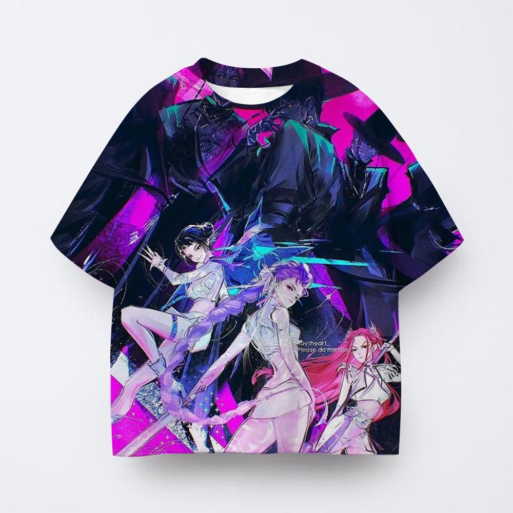 Summer Girl Clothes Kpop Devil Hunter Cartoon T-shirt Fun Gift for Fans Harajuku Cool Children's T-shirt Summer Top 2025