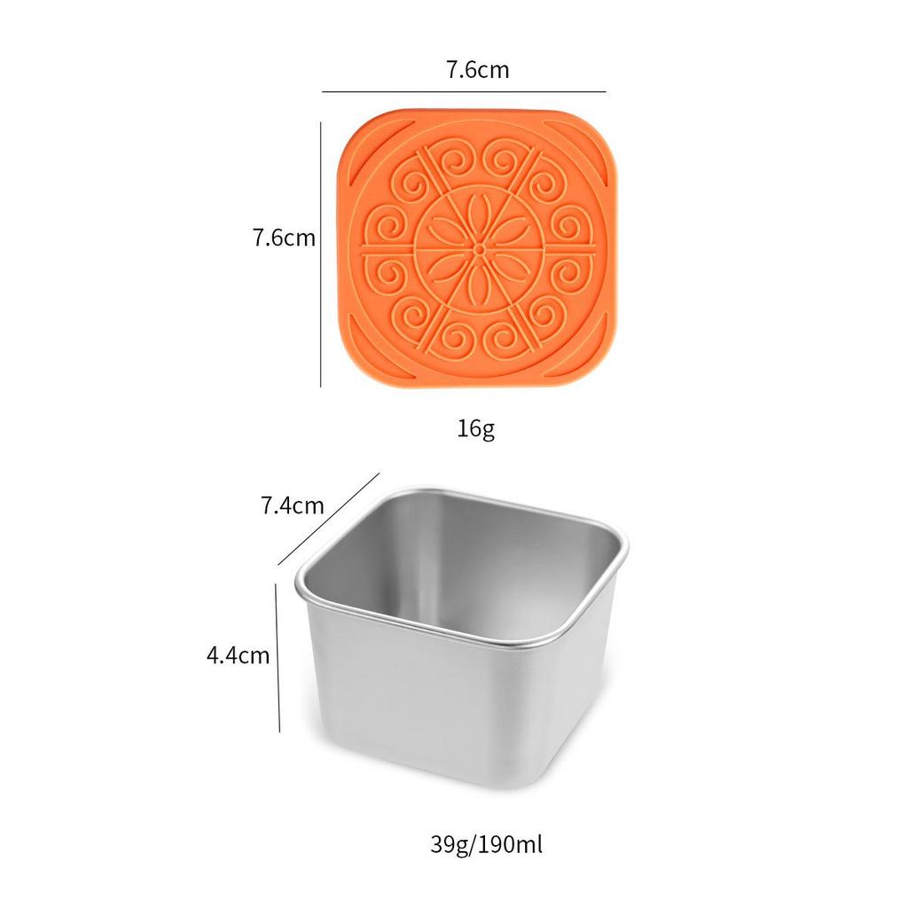 304 Stainless Steel Sauce & Salad Dressing Container with Silicone Lid - Leakproof Square Snack Lunch Box