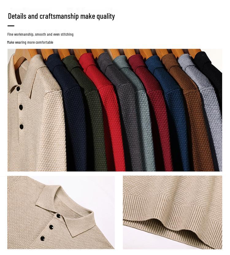 Men's 2025 Autumn Pineapple Knit Polo Sweater - Business Casual Versatile Lapel Base Layer