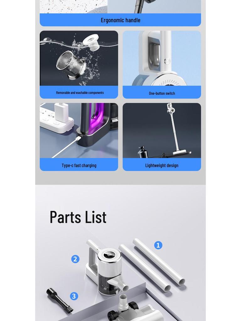 Handheld Wireless Vacuum Cleaner with Strong Suction, Mopping Function, and Wet/Dry Use – All-in-One Upright Design