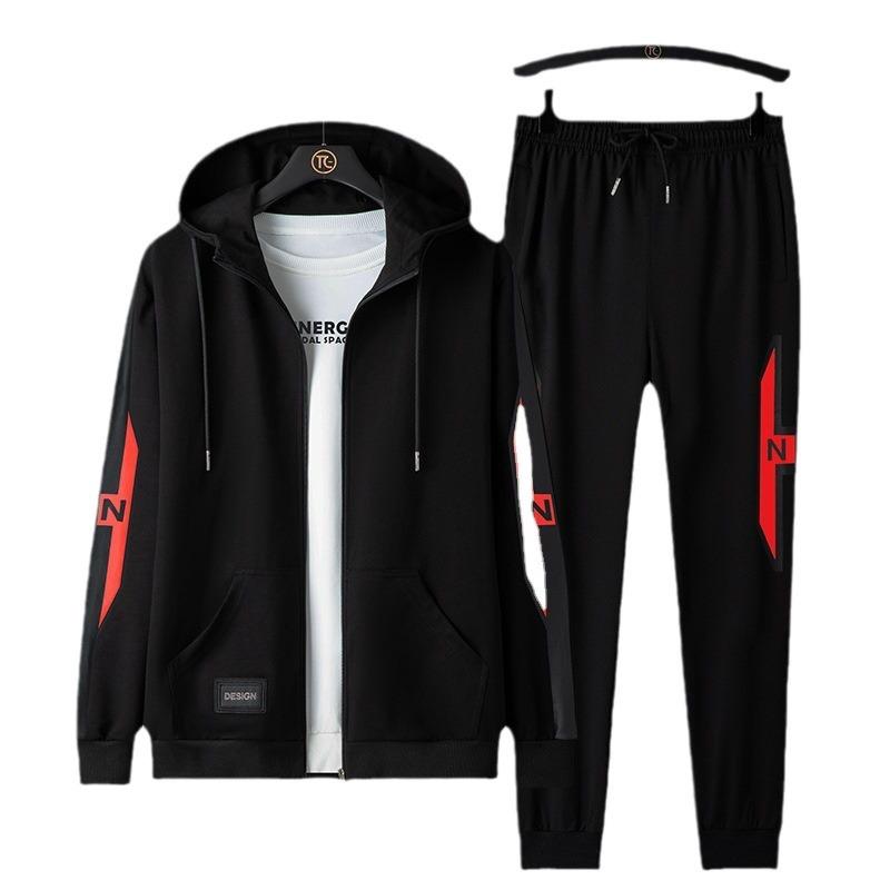 Men's Trendy Plus Size Sports Suit: Hooded Sweatshirt & Pants (L-8XL) for Spring/Autumn