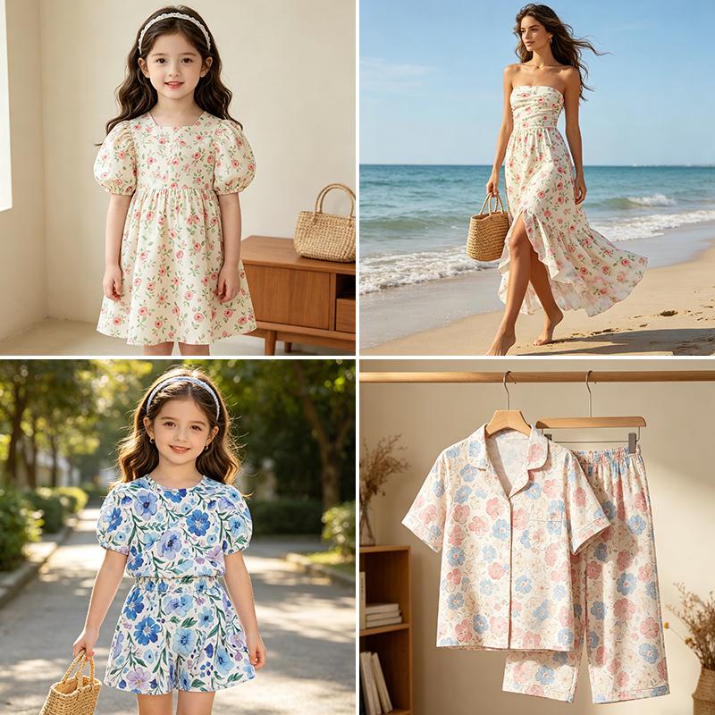 0.5m/1m/2m Soft Breathable Small Floral Print Chiffon Fabric for Summer Dresses Children's Clothing Skirts DIY Sewing Fabric