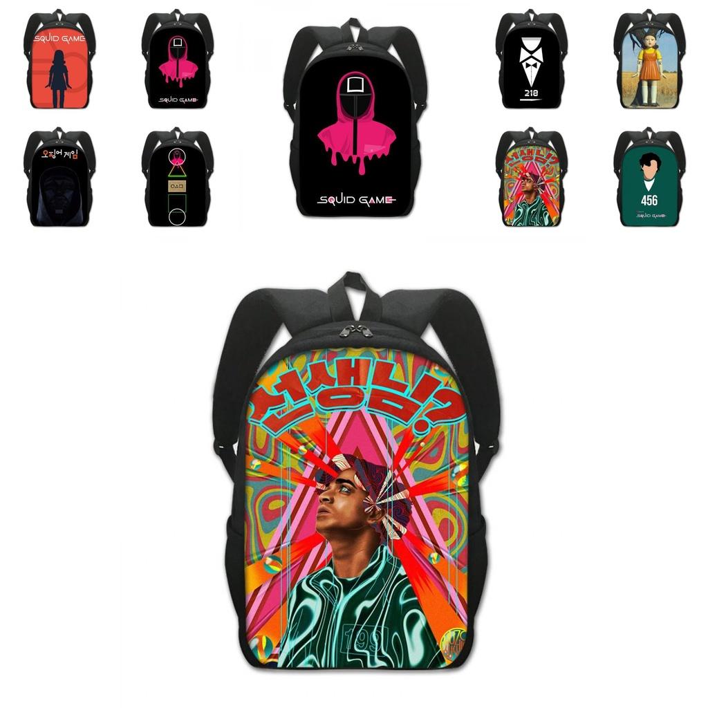 Squid Game Backpack Cartoon Schoolbag For Kids With Adjustable Shoulder Straps