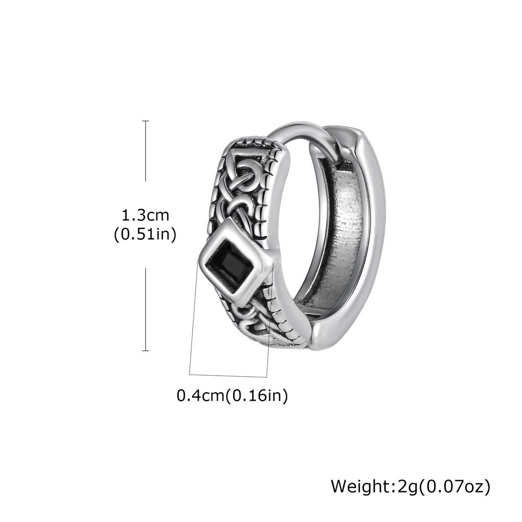 Men's Unique Rhombus Hoop Earrings, Stainless Steel Silver Color Vintage Small Earrings, Punk Gothic Trendy Jewelry for Men Boy