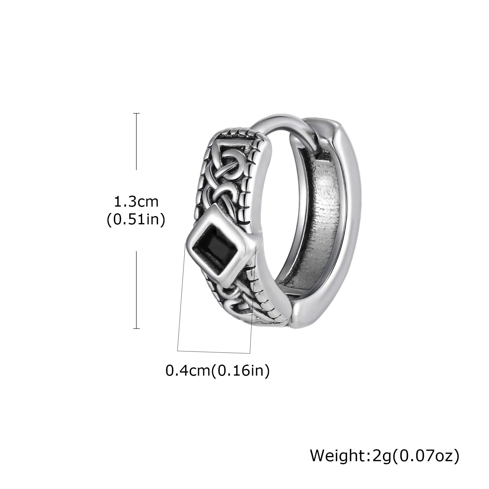 Винтажные серьги-подвески с кельтским узлом для мужчин, Серьги-кольца ромбы из нержавеющей стали с черным цирконом, Панк-готическая бижутерия