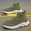 Large Size Summer Breathable High-top Fly-woven Shoes Men's New Running Soft-soled Casual Mesh Sports Trendy Shoes