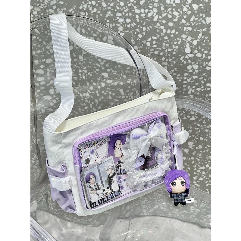 Original Daily Versatile Transparent Shoulder Canvas Campus Women's Pain Bag Food Amount Crossbody Pain Bag ()