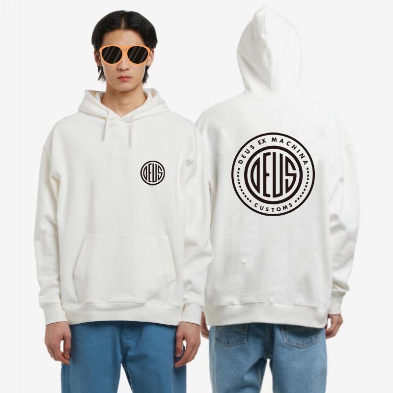 Korean Version Vintage Long Sleeve Y2k Hoodies DEUS EX MACHINA Printed Letter Crew Neck Sweatshirt Hooded Pullover Sweatshirt