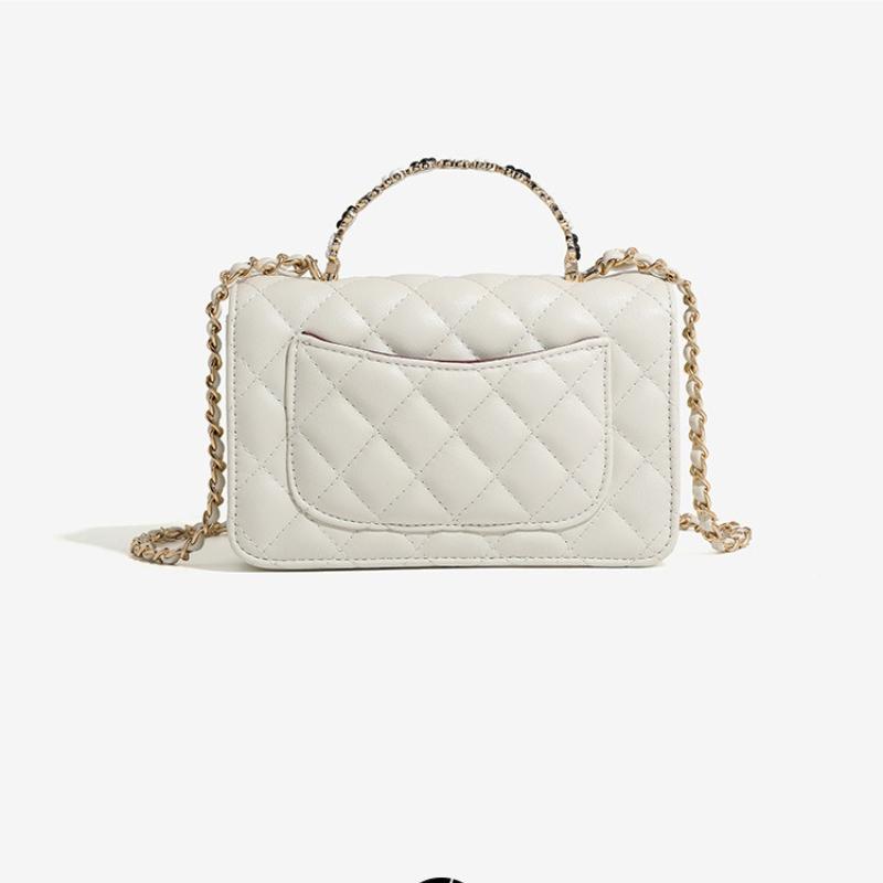New Leather Niche High-end Classic Diamond Grid Hand-held Chain Shoulder Crossbody Fashionable Versatile Small Square Bag