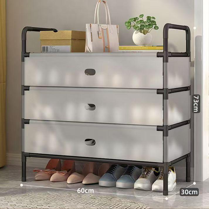 Sturdy Dustproof Multi-Layer Shoe Rack: Durable, Thickened, Large Capacity Storage Cabinet for Dorm or Rental Room.
