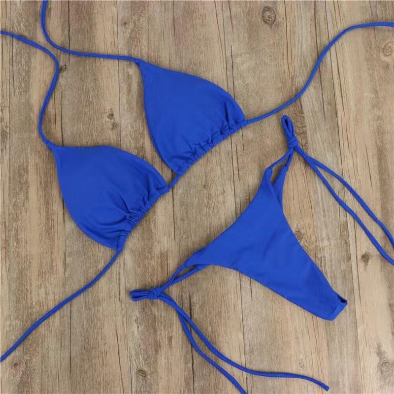 

Stylish Women s Solid Color Three-Piece Bikini with Adjustable Straps L