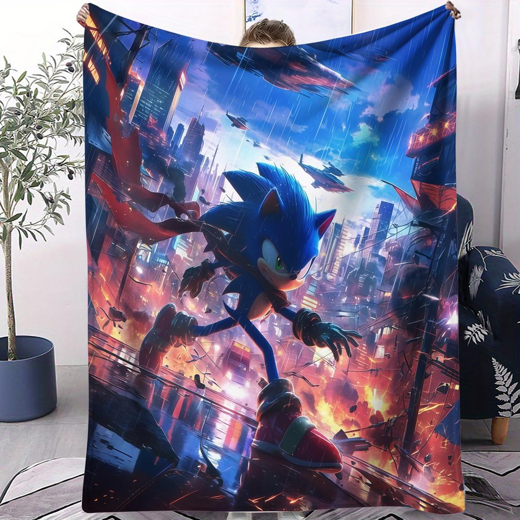 Sonic Portal Printed Blanket Comfortable Childrens Sofa Bed Blanket Small Cover Blanket Soft and Warm Gift for Sonic Fans Decor