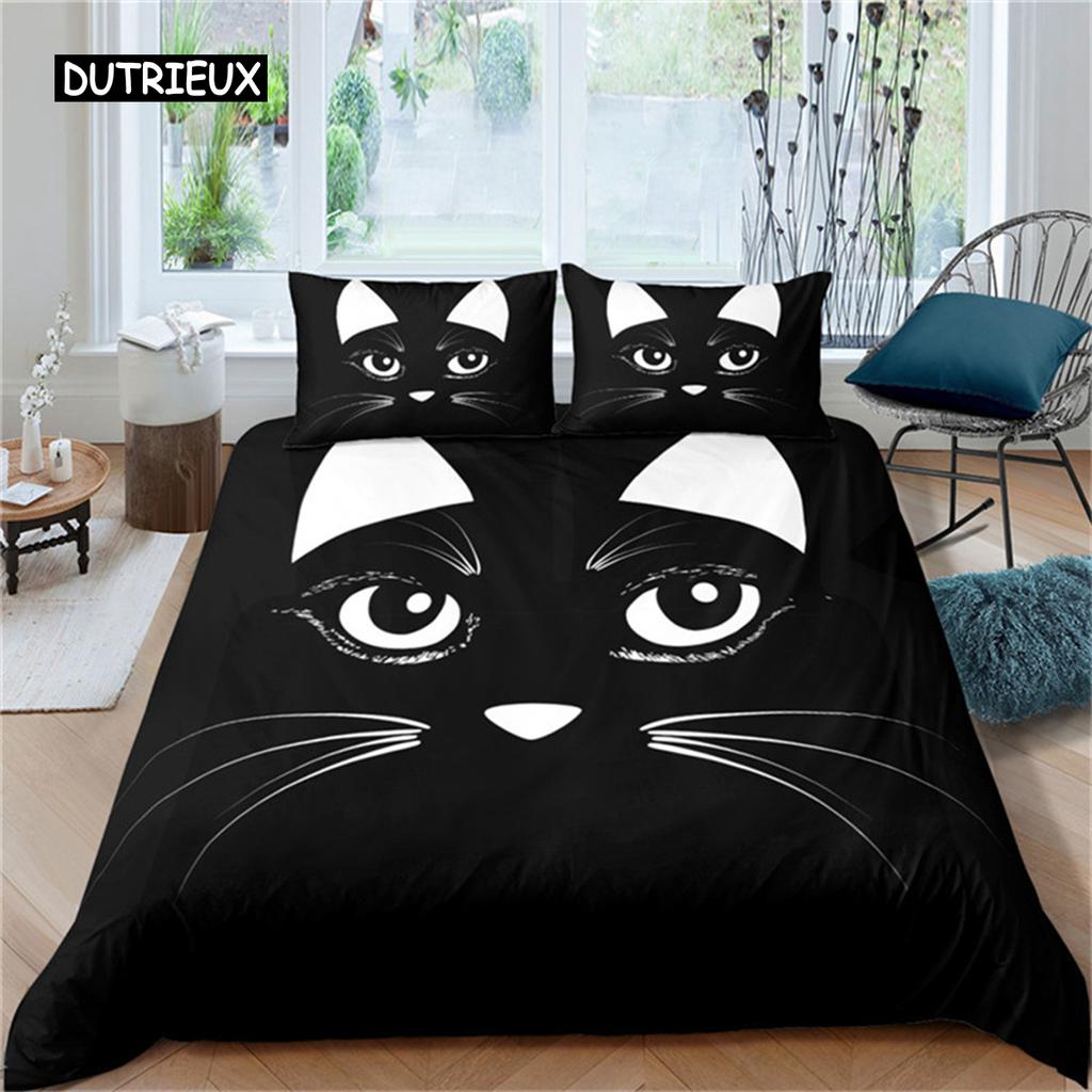 Cartoon Katze Hunde Bettwäsche Set Cartoon Kätzchen Tiere Haustier Mikrofaser Bettbezug Für Frauen Kinder Mädchen Schlafzimmer Dekoration