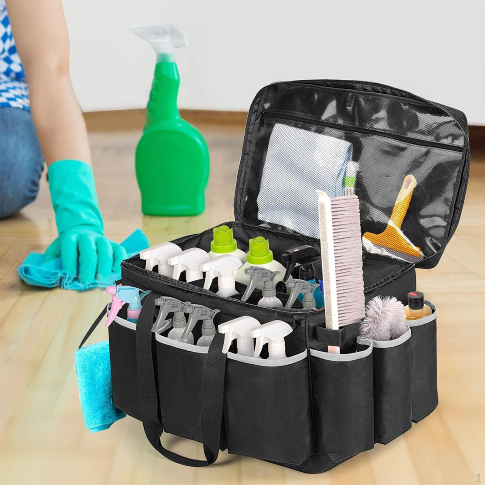 

Cleaning Supplies Organizer Carrying Case Versatile Tool Bag with Shoulder Strap for