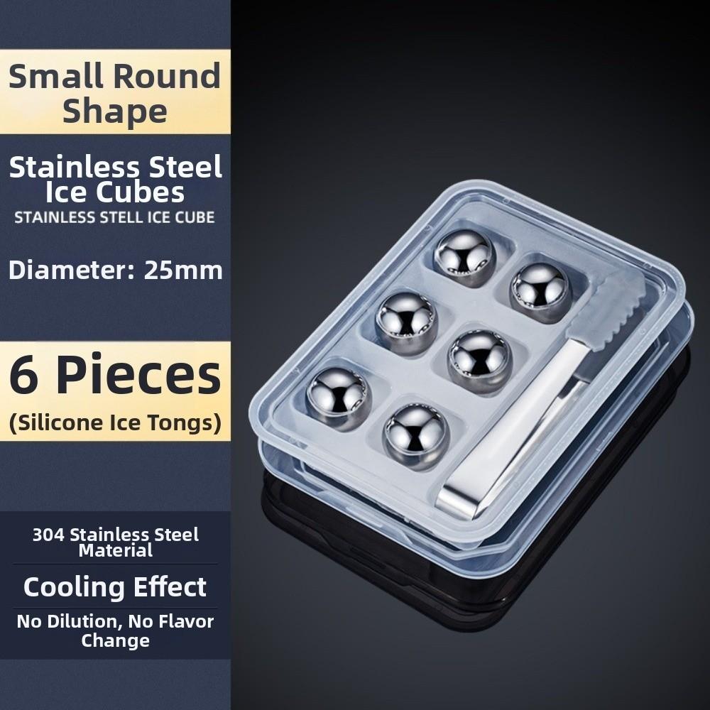 25mm Stainless Steel Ice Cubes Ball Reusable Whiskey Stones Set New Spherical Steel Ice Cubes