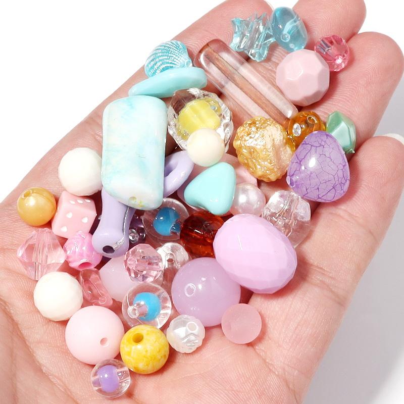 50g/bag Candy Color Mixing Style Acrylic Beads for Jewelry Making DIY Handmade Bracelets Necklace Phone Key Chain Accessories