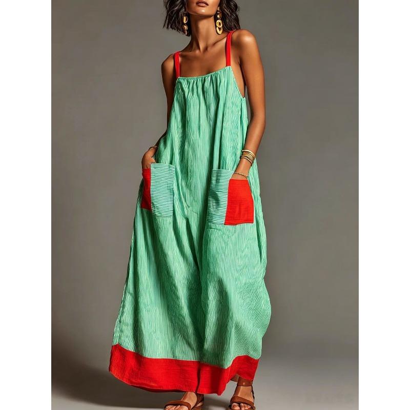 QICED Women's Fashion Suspenders Sleeveless Summer Spring Solid Color Print Casual Dresses Casual Chic