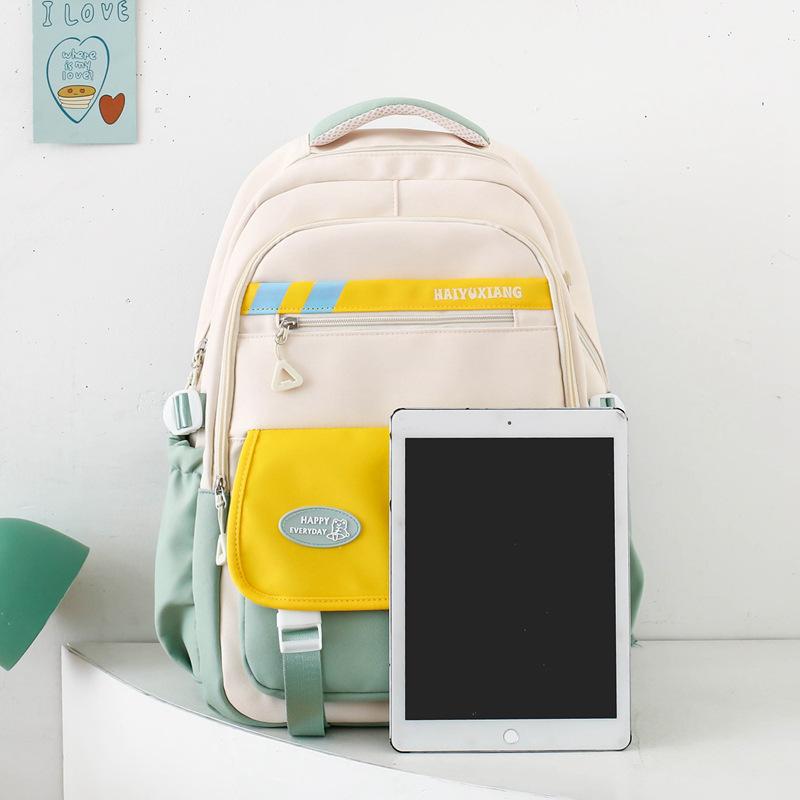 Schoolbag new schoolbag female Korean version ins large capacity middle and high school students backpack contrasting color primary school