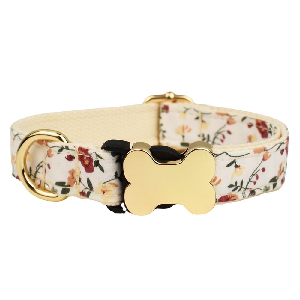 Pet Dog Collar With Printed Design And Bone Decoration For Small Medium Large Pets