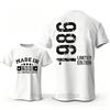 T-shirts Rétro pour Homme pour le 40ème Anniversaire: Fabriqué en 1986 Toutes les pièces d'origine Avant et 40 Édition Limitée Graphique Arrière T-shirts à Manches Courtes