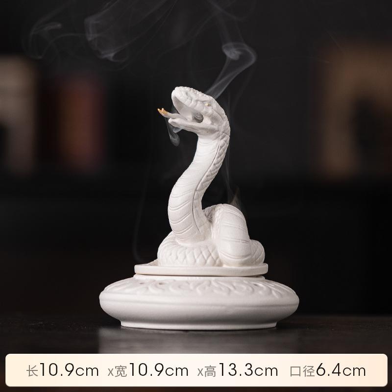 Creative Snake Decorative Ornaments, Zodiac Snake Ceramic Incense Burner, Household Indoor Incense Stick, Incense Insert, Agarwo