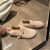 Sheepskin Version~ Genuine Leather One-pedal Can Step On Heel Buckle Straps Single Shoes Lazy Women's Shoes Boken Small Leather Shoes