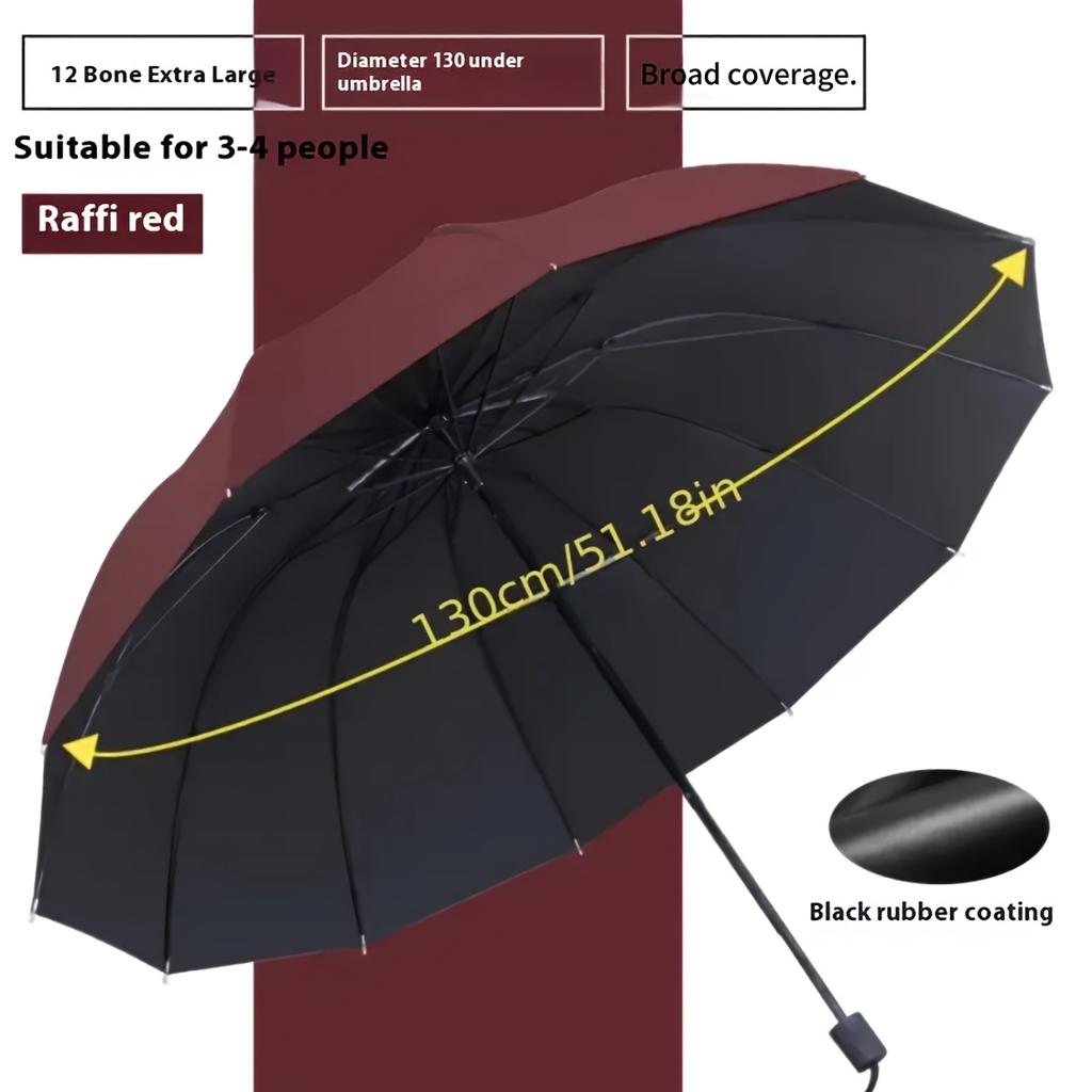 130cm/51.18" 10-žebrový manuální mega deštník: Zesílený rám, Extrémní odolnost proti větru a vodě