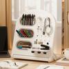Large Capacity Desk Organizer Pen Holder with Slanted Design Multifunctional Storage Box for Office School Stationery Supplies