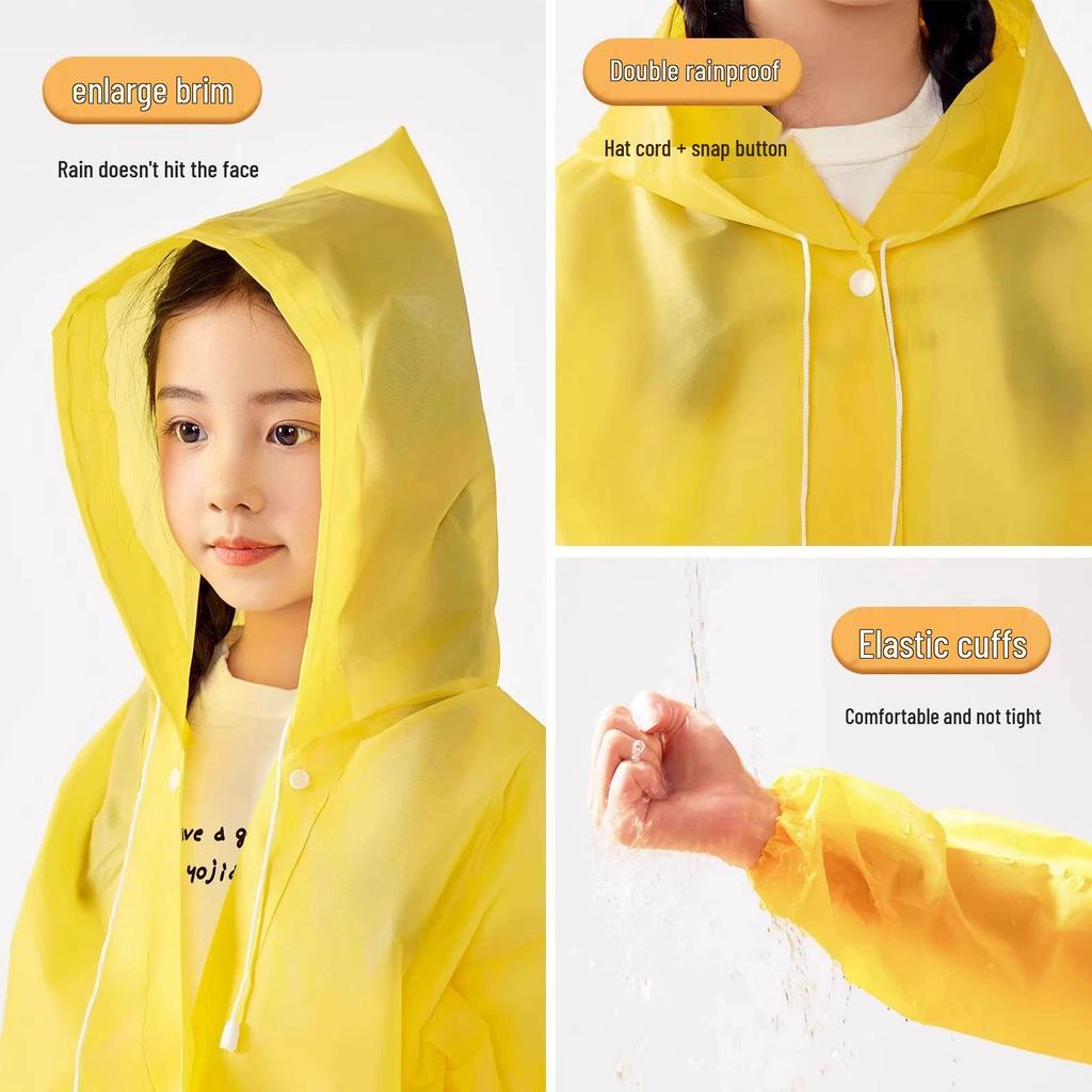 Children's Disposable Extended One-Piece EVA Raincoat with Backpack Cape