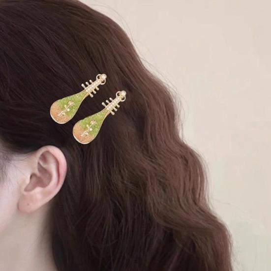 1/4Pcs Women Hair Clips Faux Pearl Decorations Floral Design Secure Fit Hair Pins Lute Shape Hairpins Formal Hairstyle Accessories