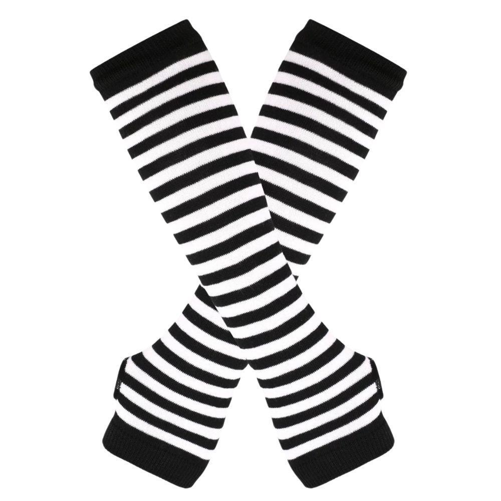 Hot Sale Striped Unisex Half Finger Gloves Long Women Girls Arm Sleeve Gloves Warmer Knitted Wristband Elbow Mittens Warm Cuff